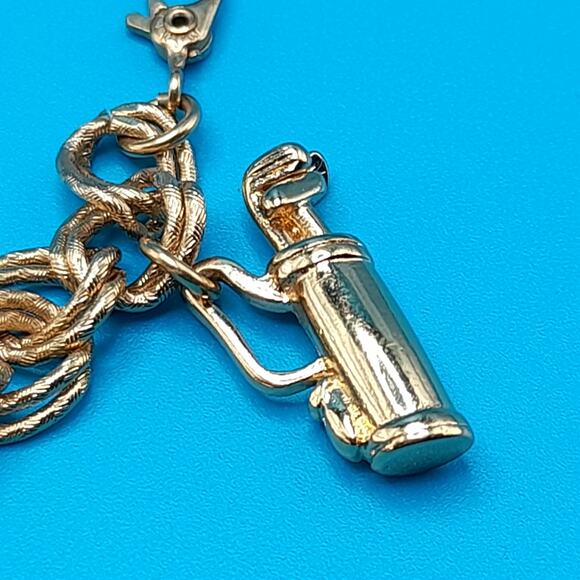 Vintage Monet Sports Theme Charm Bracelet, Football, Golf, Tennis, 7 Inches - Picture 6 of 13